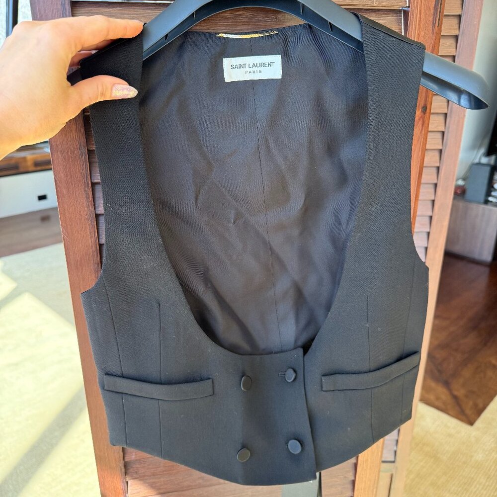 Saint Laurent black double-breasted wool waistcoat - Sz 40 - New with Tags